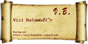 Vizi Balambér névjegykártya